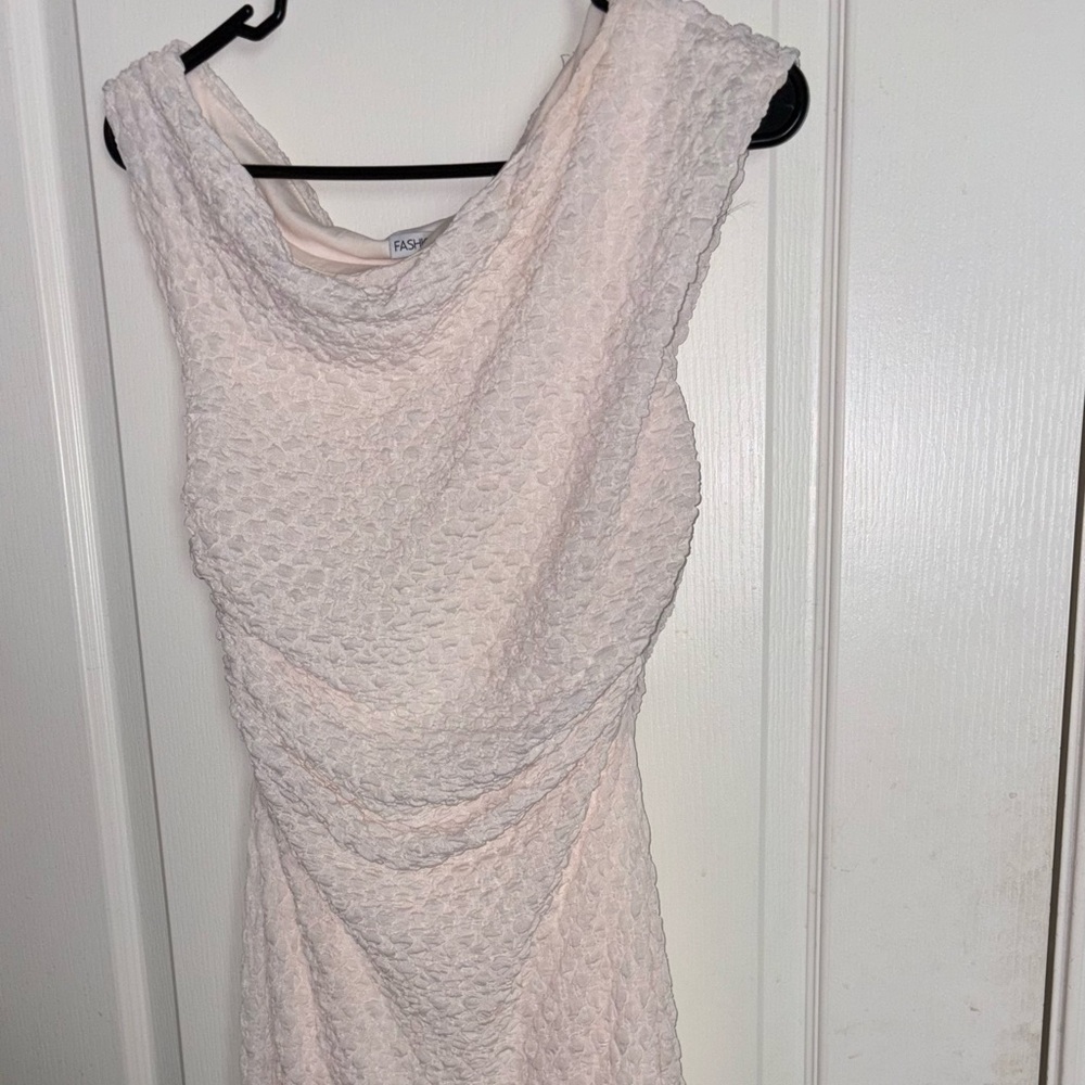 Fashion Nova Cream One Shoulder Dress